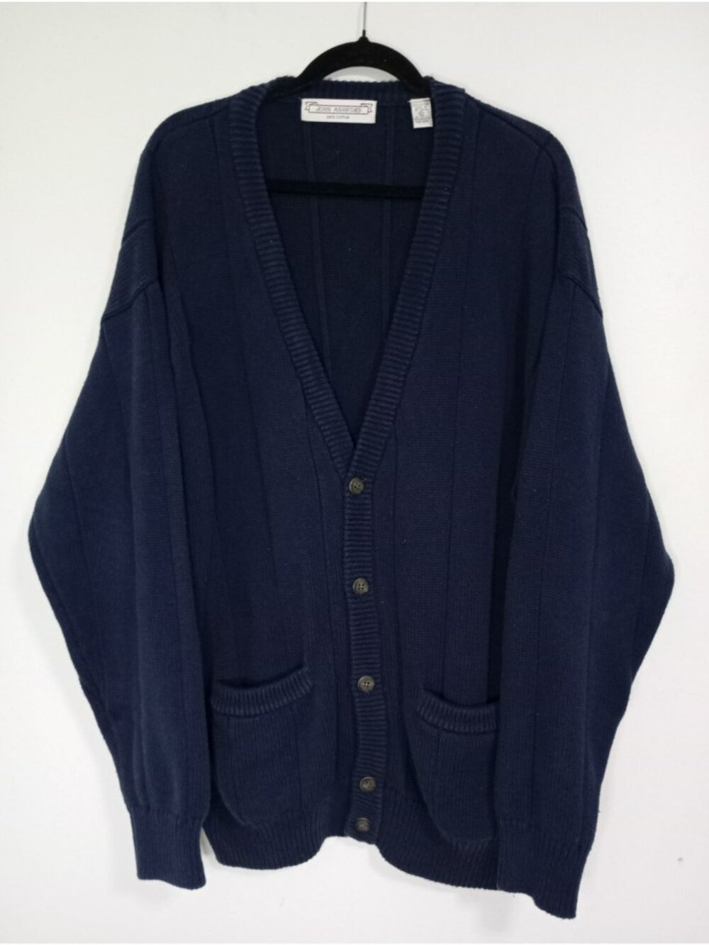 John Ashford Sweater Cardigans Mens Navy Blue Button-Up XXL100% Cotton Knits